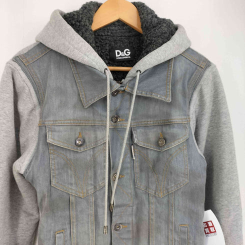 ドルチェアンドガッバーナ DOLCE&GABBANA デニムドッキングスウェットジップアップパーカー メンズ EUR:46