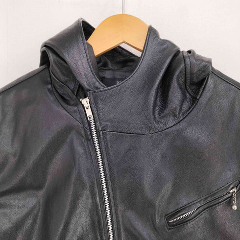 RHENIUM レ二ウム 牛革 カウレザー フーデッドライダースジャケット メンズ JPN:L