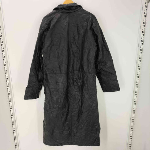 GENUINE LEATHER 本革 パッチワーク デザイン オール リアル レザー ダブル チェスター ロング コート レディース import:XL