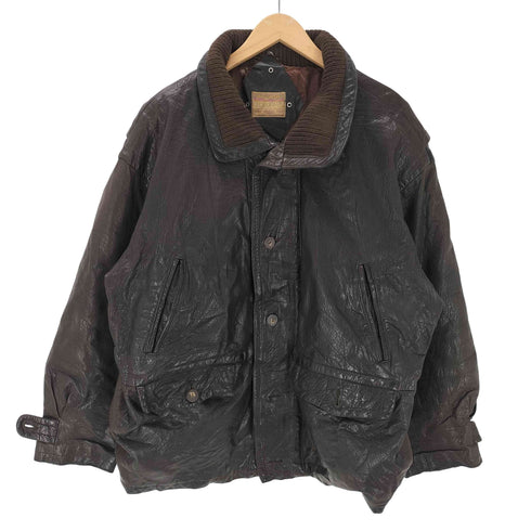 SERAPHIN MADE IN FRANCE 70-80S OLD EURO VINTAGE GENUINE LEATHER フランス製 本革 ユーロ オール リアル レザー ブルゾン ボンバー ジャケット riri ジップ 水牛ボタン メンズ