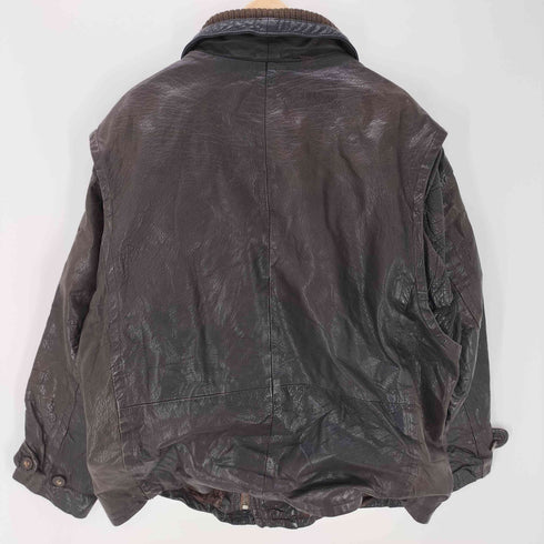 SERAPHIN MADE IN FRANCE 70-80S OLD EURO VINTAGE GENUINE LEATHER フランス製 本革 ユーロ オール リアル レザー ブルゾン ボンバー ジャケット riri ジップ 水牛ボタン メンズ