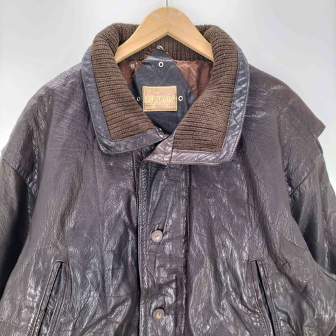 SERAPHIN MADE IN FRANCE 70-80S OLD EURO VINTAGE GENUINE LEATHER フランス製 本革 ユーロ オール リアル レザー ブルゾン ボンバー ジャケット riri ジップ 水牛ボタン メンズ