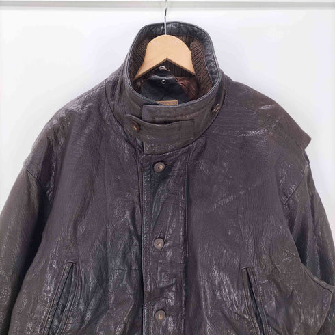 SERAPHIN MADE IN FRANCE 70-80S OLD EURO VINTAGE GENUINE LEATHER フランス製 本革 ユーロ オール リアル レザー ブルゾン ボンバー ジャケット riri ジップ 水牛ボタン メンズ