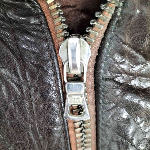 SERAPHIN MADE IN FRANCE 70-80S OLD EURO VINTAGE GENUINE LEATHER フランス製 本革 ユーロ オール リアル レザー ブルゾン ボンバー ジャケット riri ジップ 水牛ボタン メンズ