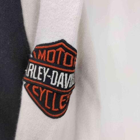 ハーレーダビッドソン HARLEY-DAVIDSON モーター サイクル バック ウィング エンブレム ロゴ 両面 刺繍 ジップ フーディー パーカー Y2K メンズ import:XL