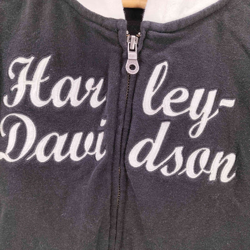 ハーレーダビッドソン HARLEY-DAVIDSON モーター サイクル バック ウィング エンブレム ロゴ 両面 刺繍 ジップ フーディー パーカー Y2K メンズ import:XL