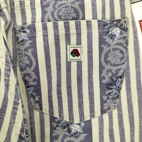 ケンゾージーンズ KENZO JEANS 北斎タグ フランス製 フローラル ストライプ デニムジャケット メンズ US:30-31