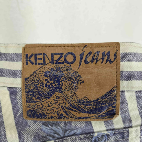 ケンゾージーンズ KENZO JEANS 北斎タグ フランス製 フローラル ストライプ デニムジャケット メンズ US:30-31