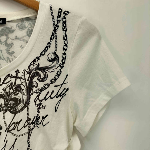 GHOST OF HARLEM ゴーストオブハーレム 十字架 ドクロ プリントギャザーTシャツ Y2K パンク ゴシック レディース FREE