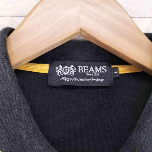 ビームス BEAMS スカル ワッペン 刺繍 半袖 ポロシャツ メンズ L