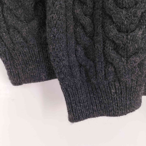 Choli/ イングランド製 ウール100 ハーフジップ ケーブル編み ハイネックニット メンズ