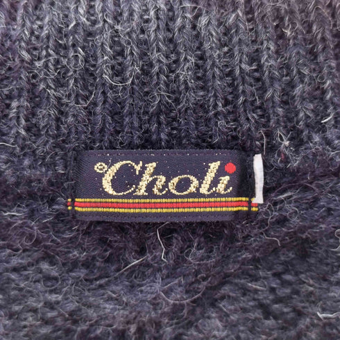 Choli/ イングランド製 ウール100 ハーフジップ ケーブル編み ハイネックニット メンズ