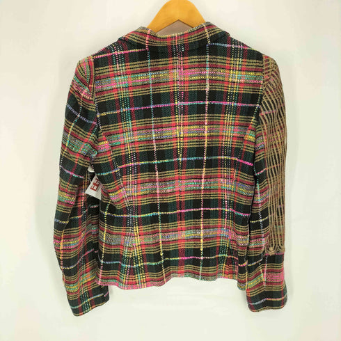 CARVEN PARIS マドラスチェック アシメ花柄レース デザイン 1B シングルブレストジャケット レディース JPN:40
