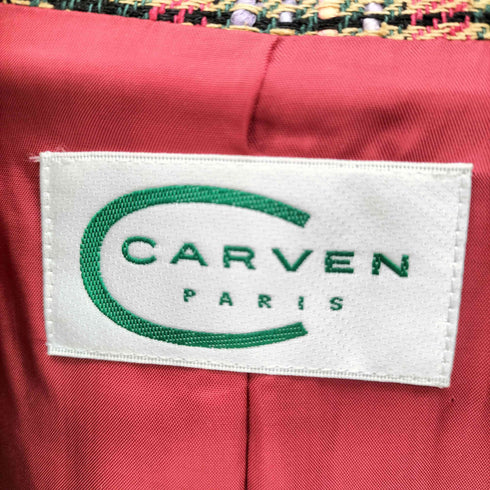 CARVEN PARIS マドラスチェック アシメ花柄レース デザイン 1B シングルブレストジャケット レディース JPN:40