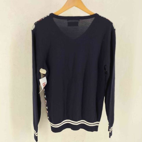 フレッドペリー FRED PERRY アクリル ウール 千鳥格子 アーガイル柄 Vネック ニット レディース JPN:M