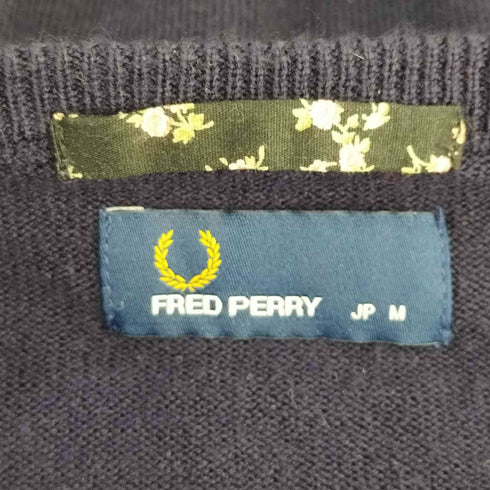 フレッドペリー FRED PERRY アクリル ウール 千鳥格子 アーガイル柄 Vネック ニット レディース JPN:M