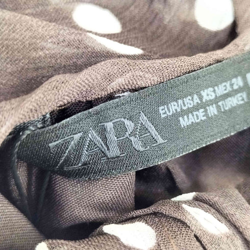 ザラ ZARA ドット柄 リボンデザイン シアー 長袖 ブラウス レディース import:XS