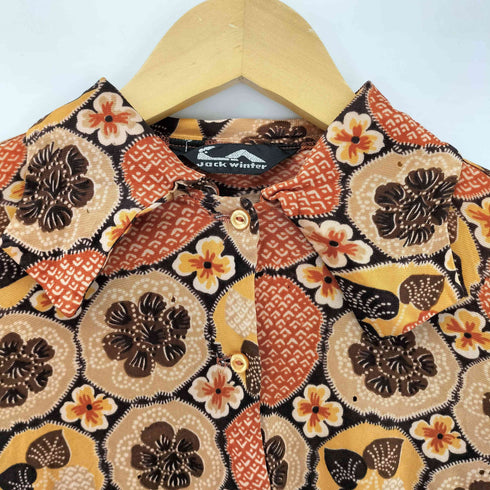 60-70s JACK WINTER 総柄 ストレッチシャツ レディース