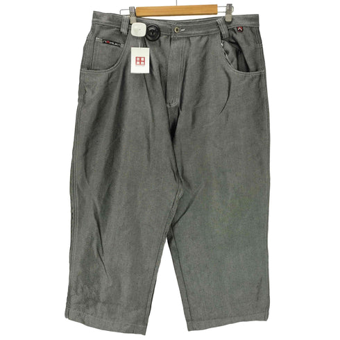 NAKUZ 90-00S OLD メタリック シルバー コーティング ワイド バギー シャイニー デニム パンツ Y2K 極太 メンズ 42