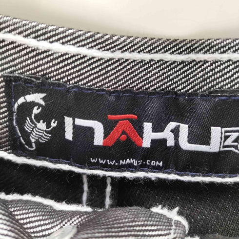 NAKUZ 90-00S OLD メタリック シルバー コーティング ワイド バギー シャイニー デニム パンツ Y2K 極太 メンズ 42