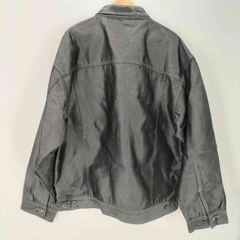 NAKUZ 90-00S OLD メタリック シルバー コーティング シャイニー オーバーサイズ デニム トラッカー ジャケット B系 Y2K メンズ XXL