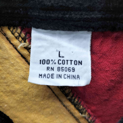 PACO JEANS 90S OLD パネル マルチ ラスター カラー クレイジー パターン パッチワーク ピース マーク コーデュロイ シャツ B系 Y2K ビックサイズ メンズ import:L