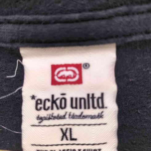 エコーアンリミテッド ECKO UNLTD 00S OLD スカル 髑髏 ドクロ トランプ バラ ローズ 両面 ラメ プリント Tシャツ B系 Y2K メンズ import:XL