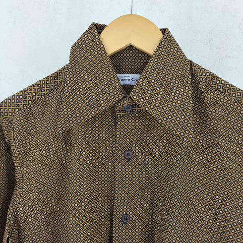 ピエールカルダン pierre cardin デカ襟 総柄 ロングスリーブシャツ メンズ US:40