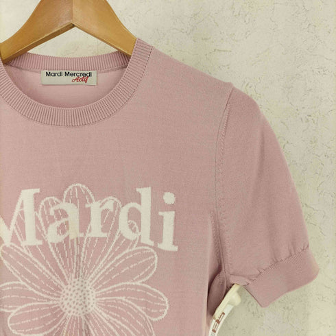マルディメクルディ Mardi Mercredi Mardi Mercredi Actif マルディメクルディアクティフ FLOWER KNIT TOP HALF SLEEVE フラワー ニット トップ ハーフ スリーブ レディース FREE