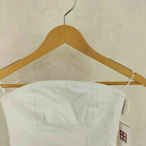 ザラ ZARA Strapless White Denim Rhinestone Mini Dress ストラップレス ホワイトデニム ラインストーン ミニドレス レディース XS