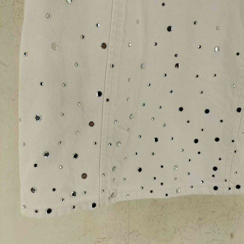 ザラ ZARA Strapless White Denim Rhinestone Mini Dress ストラップレス ホワイトデニム ラインストーン ミニドレス レディース XS