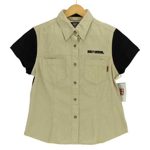 ハーレーダビッドソン HARLEY-DAVIDSON LIVE TO RIDE ロゴ刺繍 バックプリント スナップボタン S/S ワーク シャツ レディース import:M