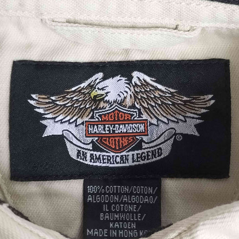 ハーレーダビッドソン HARLEY-DAVIDSON LIVE TO RIDE ロゴ刺繍 バックプリント スナップボタン S/S ワーク シャツ レディース import:M