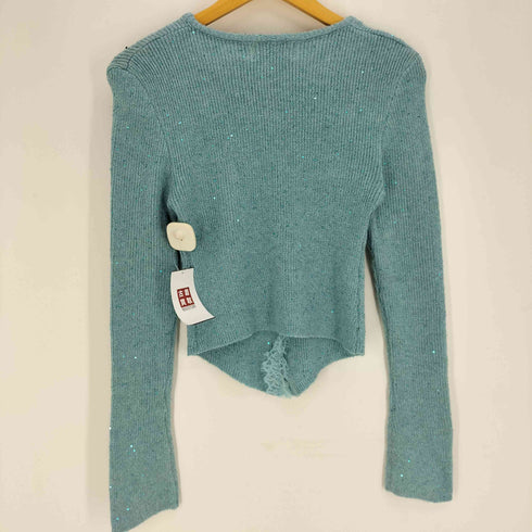 me+em select lace docking spangle key neck knit cardigan レースドッキングスパングルキーネックニットカーディガン レディース FREE