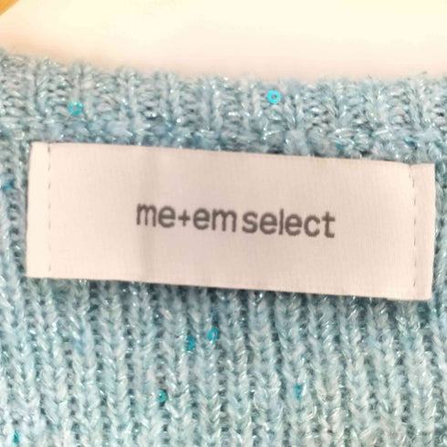 me+em select lace docking spangle key neck knit cardigan レースドッキングスパングルキーネックニットカーディガン レディース FREE