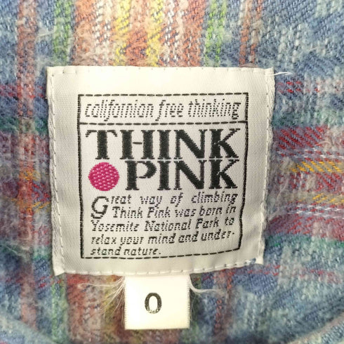 THINK PINK シンクピンク 90s コットン 刺繍 チェック 長袖 ボタンダウンシャツ メンズ 0