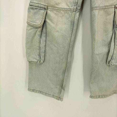 ザラ ZARA ダメージ加工 ワイド カーゴ デニム メンズ 36