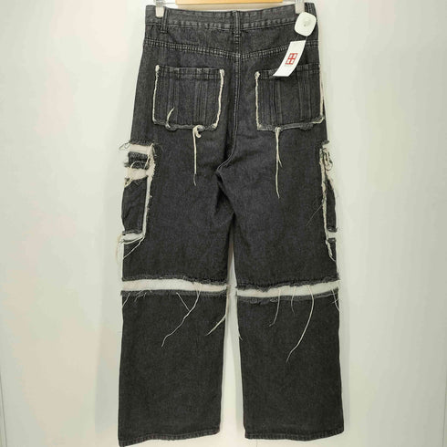 エージェムナイン AGEM/9 ARULE ワイドシルエット 切り替えダメージ加工 サイドポケット デニムパンツ メンズ