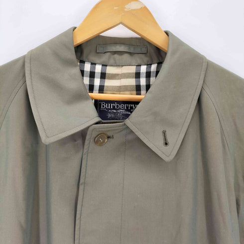 バーバリーズ BURBERRYS 80s MADE IN ENGLAND 裏地ノバチェック 比翼 ステンカラーコート 玉虫 玉蟲 メンズ 48 SHORT