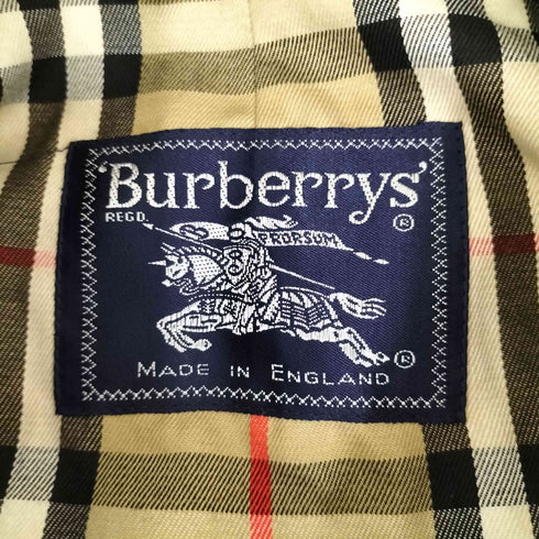 バーバリーズ BURBERRYS 80s MADE IN ENGLAND 裏地ノバチェック 比翼 ステンカラーコート 玉虫 玉蟲 メンズ 48 SHORT