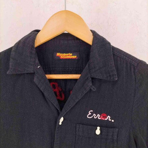 ヒステリックグラマー HYSTERIC GLAMOUR 初期タグ ピンボタン 刺繍 ガーゼ オープンカラー ボウリングシャツ レディース FREE