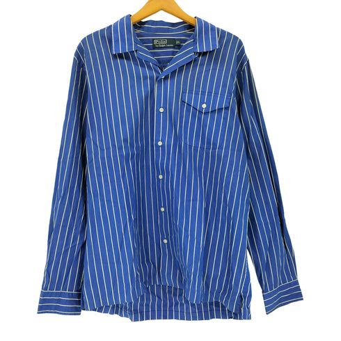 ポロバイラルフローレン Polo by RALPH LAUREN 90~00S オープンカラー長袖ストライプシャツ メンズ import:L