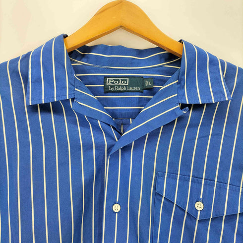 ポロバイラルフローレン Polo by RALPH LAUREN 90~00S オープンカラー長袖ストライプシャツ メンズ import:L