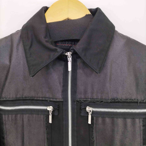 モルガンオム MORGAN HOMME 00s 異素材切替 ダメージ加工 ダブルジップアップ ジャケット メンズ import:L