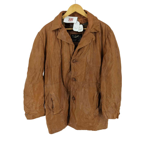 シアーズ Sears The Leather Shop 70s USA製 フリースライナー付き くるみボタン レザー カーコート メンズ 42 REG