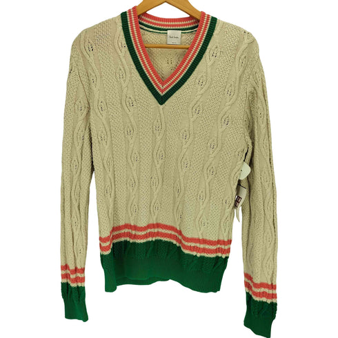 ポールスミス Paul Smith FLOWER CABLE TILDEN SWEATER Vネック ケーブル編み チルデン ニット メンズ import:M