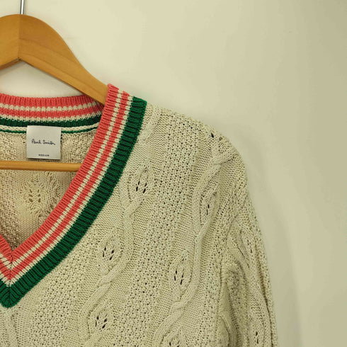 ポールスミス Paul Smith FLOWER CABLE TILDEN SWEATER Vネック ケーブル編み チルデン ニット メンズ import:M