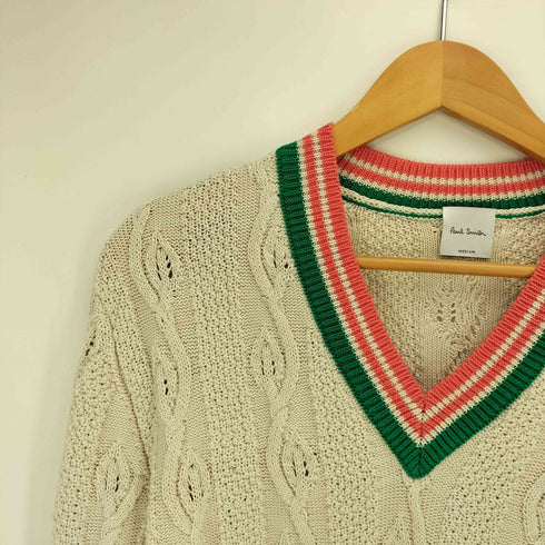 ポールスミス Paul Smith FLOWER CABLE TILDEN SWEATER Vネック ケーブル編み チルデン ニット メンズ import:M