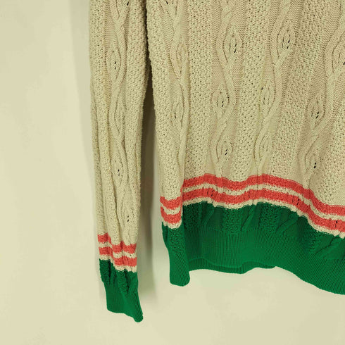 ポールスミス Paul Smith FLOWER CABLE TILDEN SWEATER Vネック ケーブル編み チルデン ニット メンズ import:M