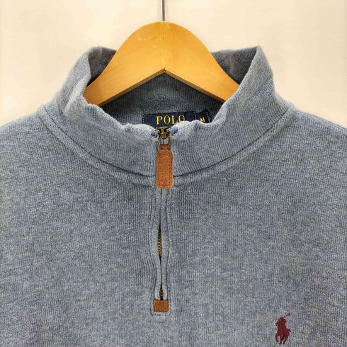 ポロラルフローレン POLO RALPH LAUREN 現行タグ ポニー 刺繍 ハーフジップ コットン ニット メンズ import:M